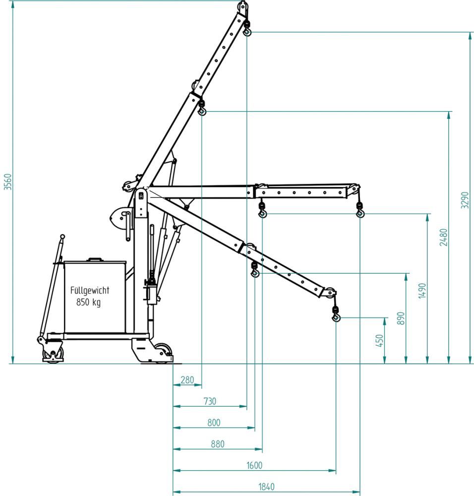 Werkstattkran freitragend HandseilwindeTraglast 500kg RAL 5002