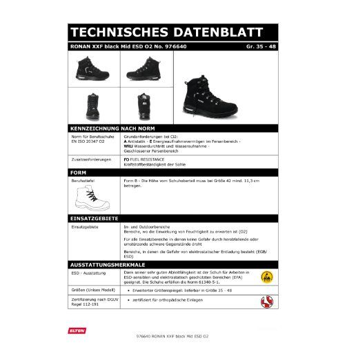 ELTEN RONAN XXF Berufsstiefel Mid O2 ESD, Schwarz, Gr. 43