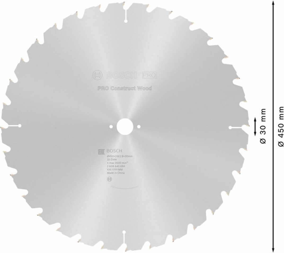 PRO Construct Wood Kreissägeblatt, 450 x 3,8 x 30 mm