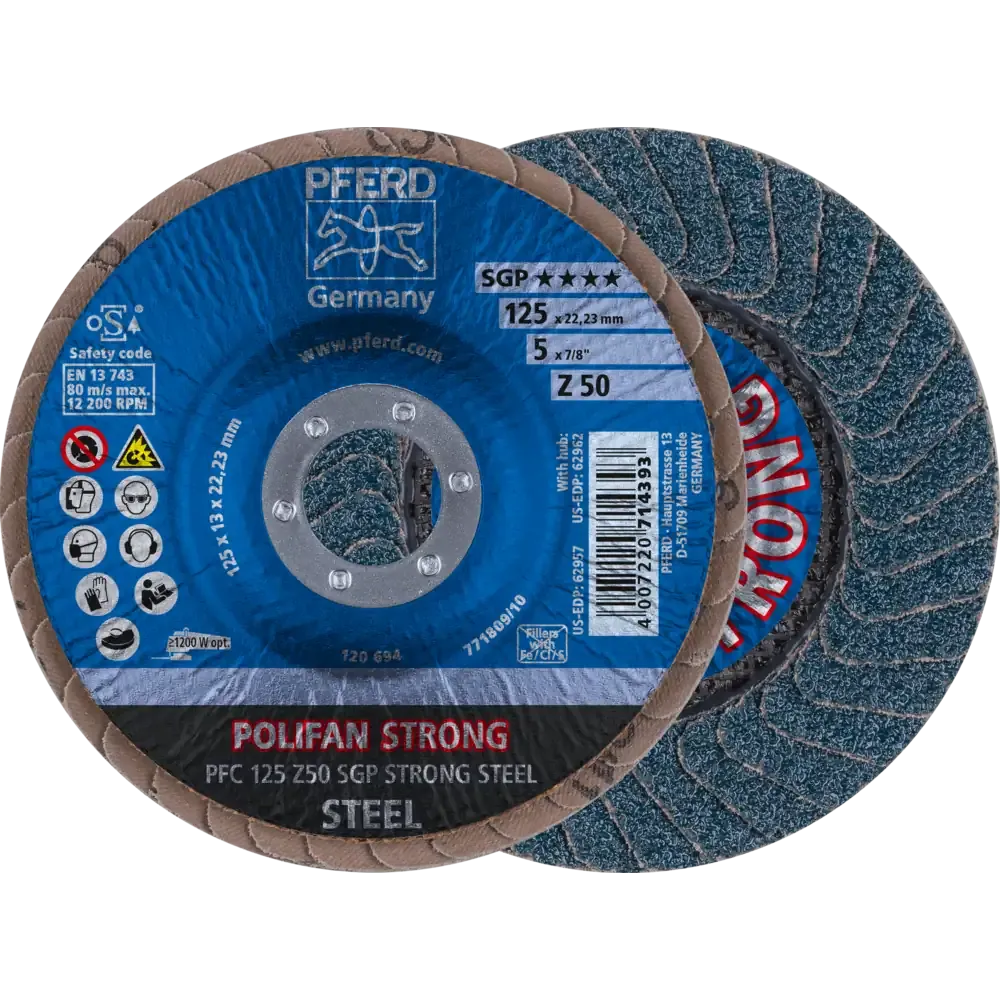 PFERD POLIFAN STRONG Fächerscheibe PFC 125x22,23mm konisch Z50