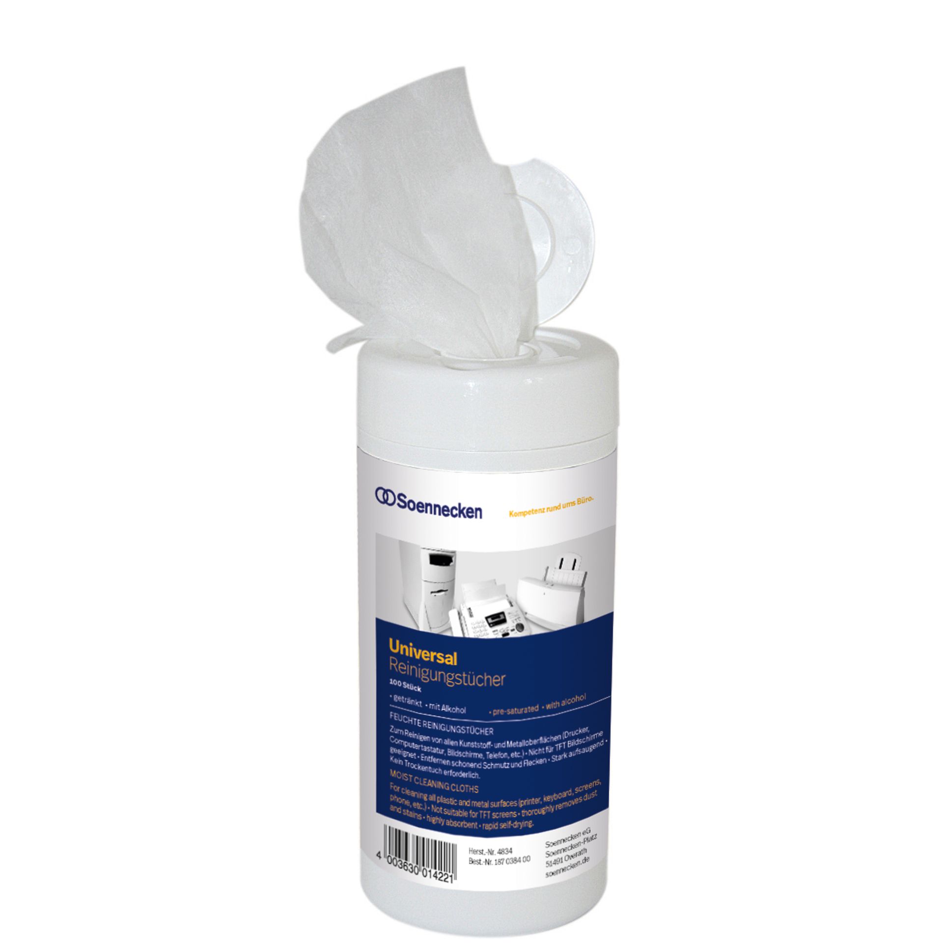 Reinigungstuch feucht f.Kunststoff 100 St./Pack.
