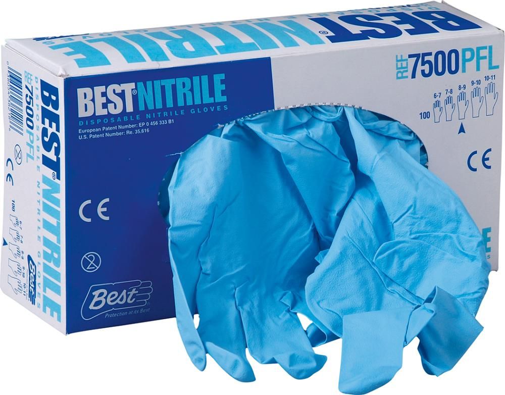 Einweghandschuhe 7500PF, Nitril, Gr.L (Pack=100 Stück)