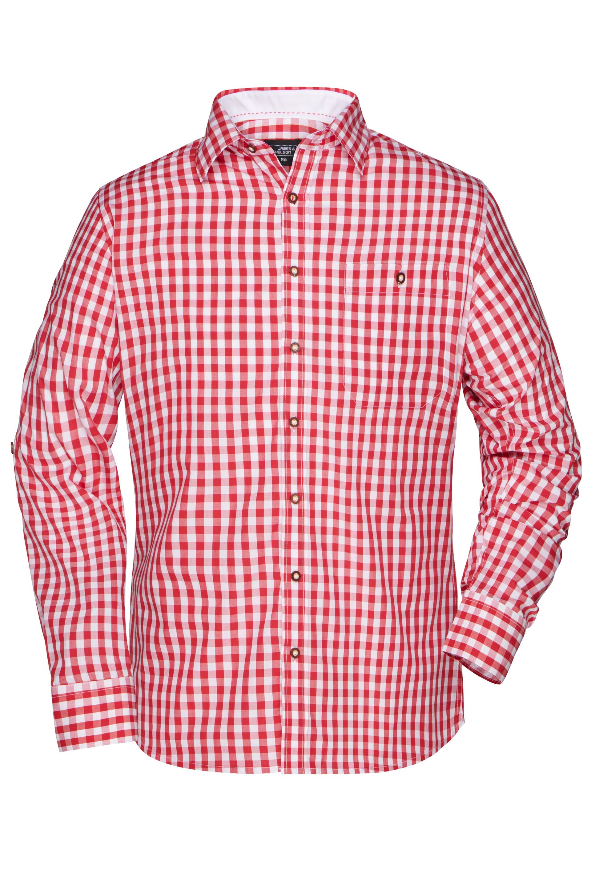 James & Nicholson JN638 Herren-Hemd, Rot/Weiß, Gr. L