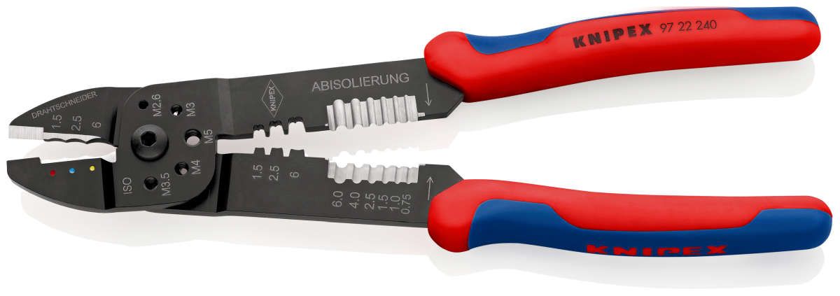 KNIPEX 97 22 240 Crimpzange mit Mehrkomponenten-Hüllen schwarz lackiert 240 mm