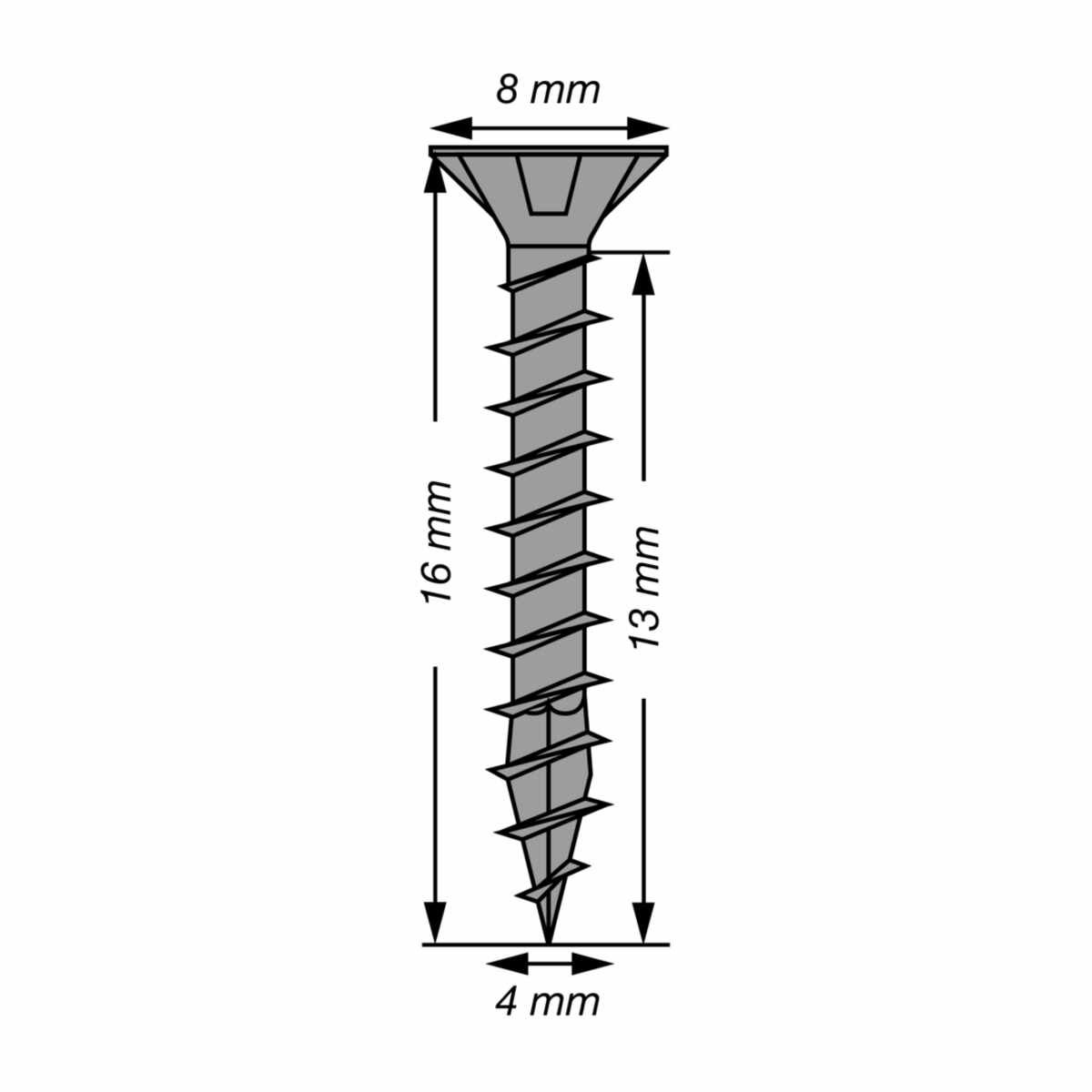 SPAX Universalschraube, 4 x 16, Vollgewinde, Senkkopf, T-STAR plus T20, 4-CUT, BLAX, 200 Stück - 1191040400163