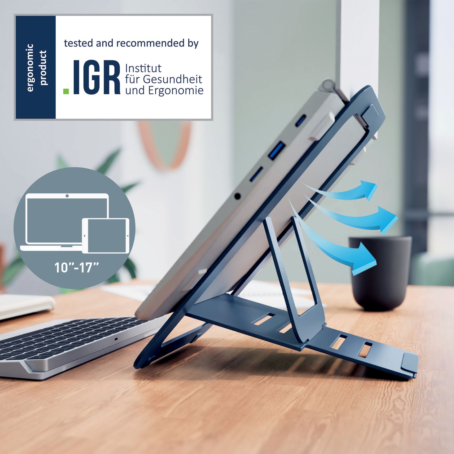 Laptopständer Ergo ultraflach dgr/alu