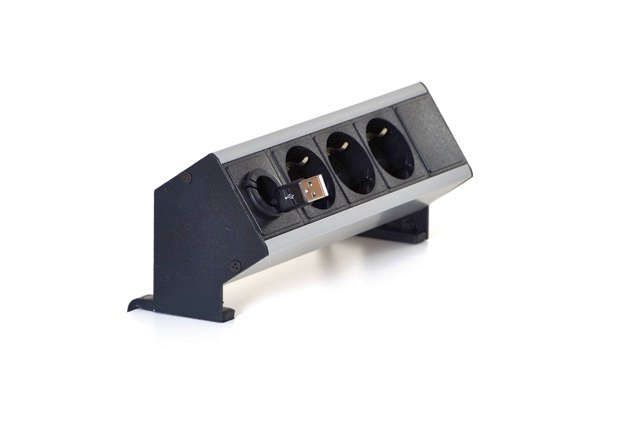 Flex Power 3 Steckdosenleiste, Gehäuse Aluminium, Anschlußkabel 1,8m