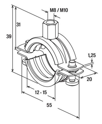 FISCHER Rohrschelle FRS 12-15 M8/M10