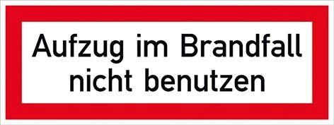Brandschutzschild Folie B148xH52 mm Aufzug im Brandfall n.b. langnachleuchtend