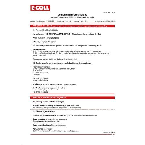 Rohrgewindekleber 50g mittelf.-hochviskos kennzeichnungsfrei E-COLL