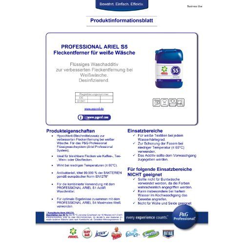 P&G PROFESSIONAL ARIEL S5 Fleckentf. weiße Wäsche Kanister 20 Liter