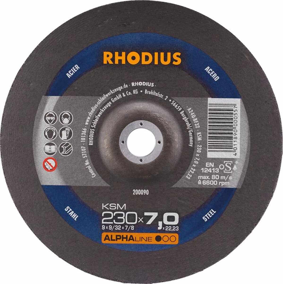 Schruppscheibe KSM 230 x 7,0 mm Stahl Rhodius