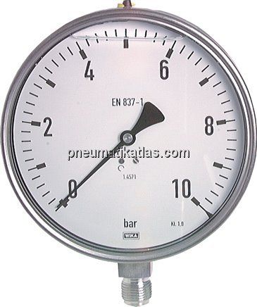 Chemie-Glycerin-Manometer senkrecht,160mm, -1 bis 0 bar