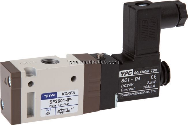 3/2-Wege Magnetventil, G 1/8", Federrückstellung (NC), 24 V=