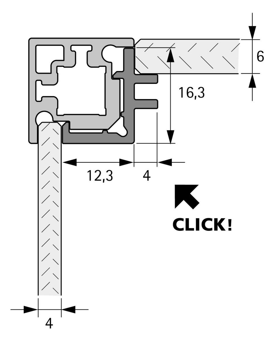 HETTICH CADRO Clip-Eckprofil m.Auflage Kst EDS O