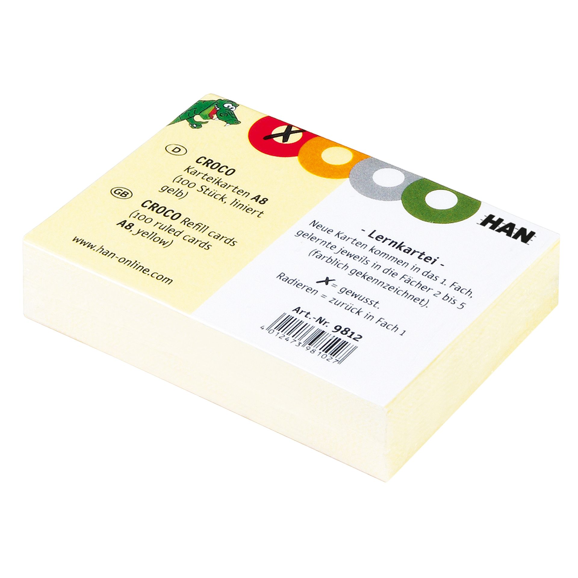 Karteikarte A8 liniert gelb 100St