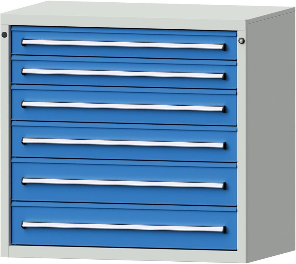 Format Schubladenschrank B1060xT675xH1000mm RAL7035/5012 6 Schubladen 75kg