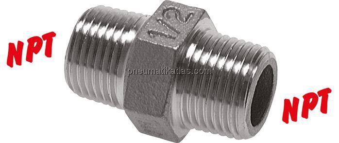 Doppelnippel NPT 1/8"-NPT 1/8", 1.4408