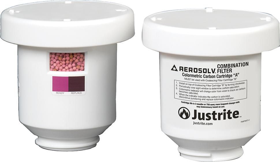Aerosoldosen- Recyclingsystem Aktivkohle-Patrone farbwechselnd