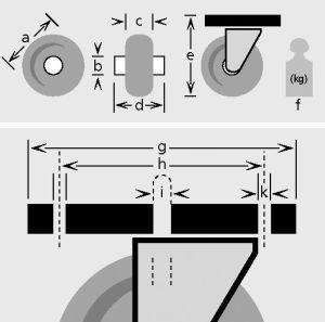 Lenkrolle 100mm L400.B44 Platte,thermopl.RL L400.B44.101