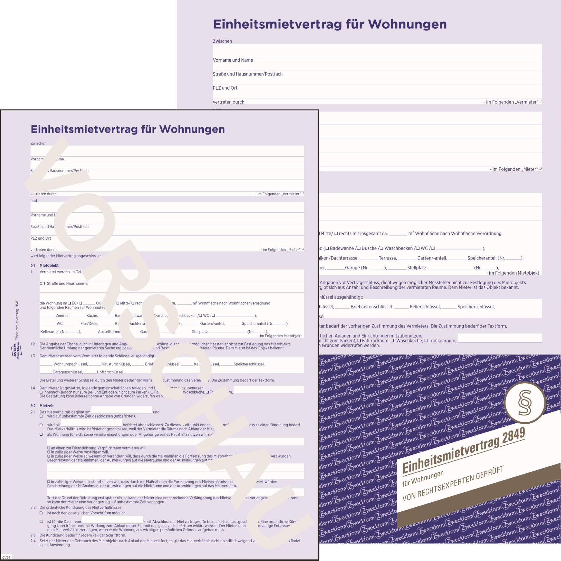 Mietvertrag DIN A4 Hausordnung 4seitig