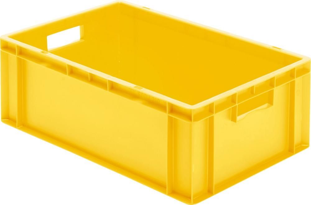 Transport-Stapelkasten B600xT400xH210 mm gelb, geschlossen mit Griffloch LA-KA-PE