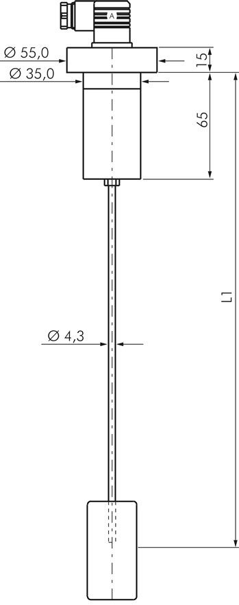 Füllstandschalter, 120 bis 500 mm ablängbar, 1 Schaltpunkt