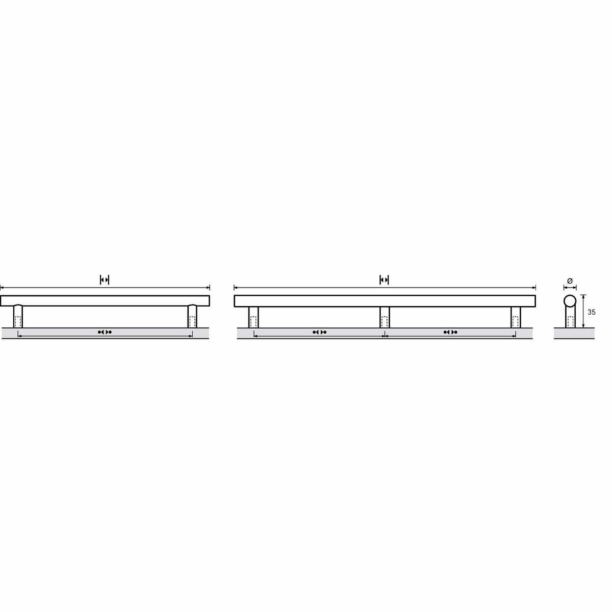 Stangengriff Salvia, Bohrabstand 352, L 412 mm, H