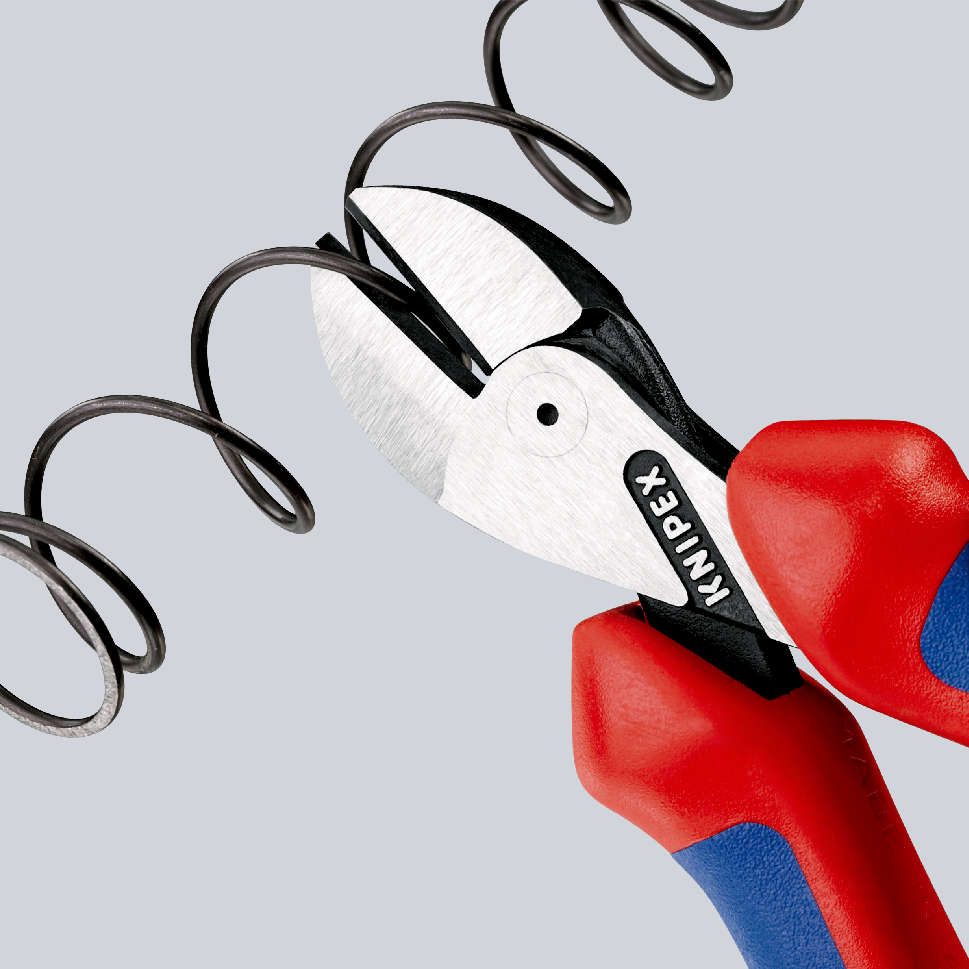 KNIPEX 73 02 160 X-Cut® Kompakt-Seitenschneider hochübersetzt mit Mehrkomponenten-Hüllen schwarz atramentiert 160 mm