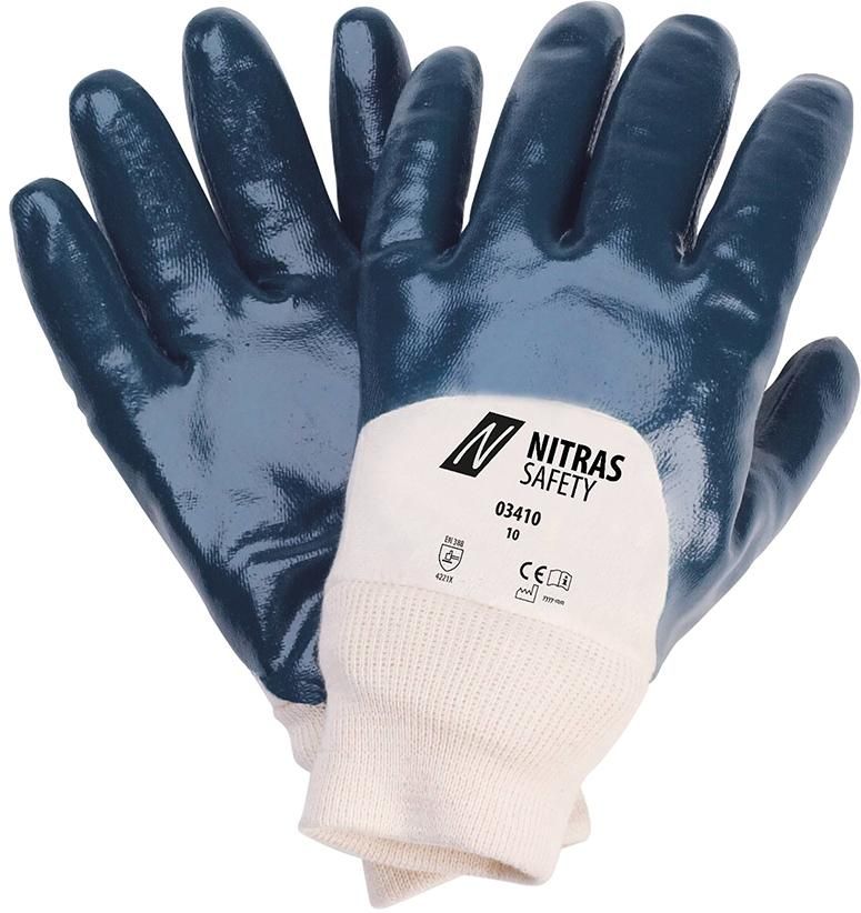 Nitrilhandschuh,blau, Bund,teilbeschichtet, Gr.8