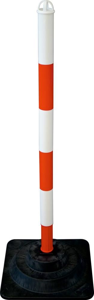 Kettenpfosten-Set EcoMax mit 10 m Absperrkette 3x rot/weiß, 3x weiß/rot,6x Hartgummifuß