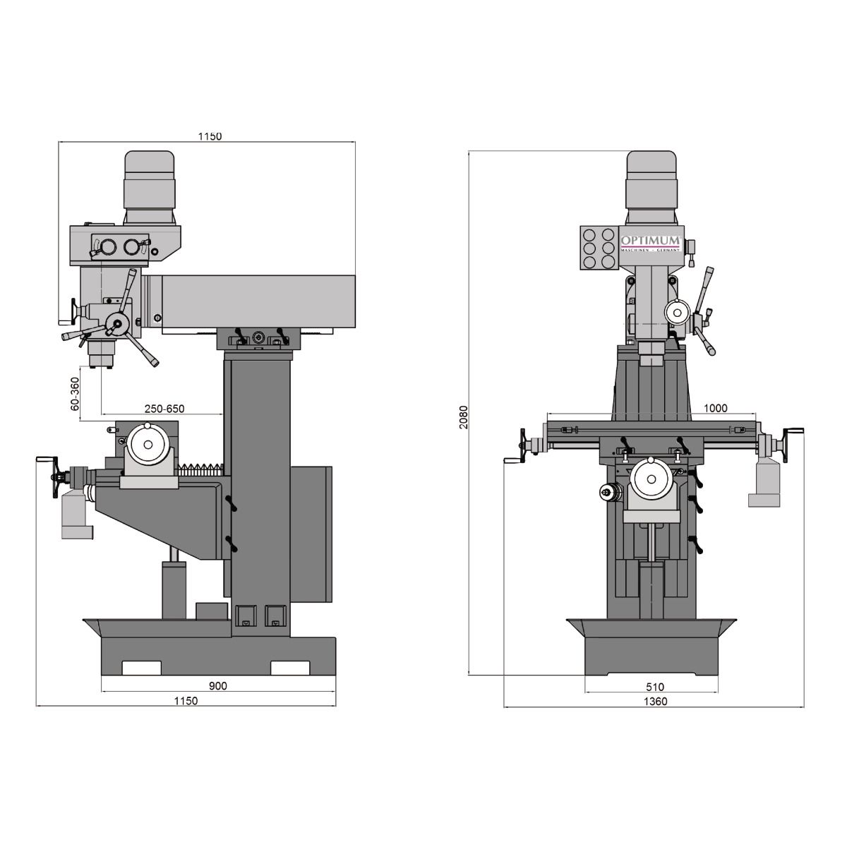 Bohr-Fräsmaschine Optimum OPTImill MT 50E