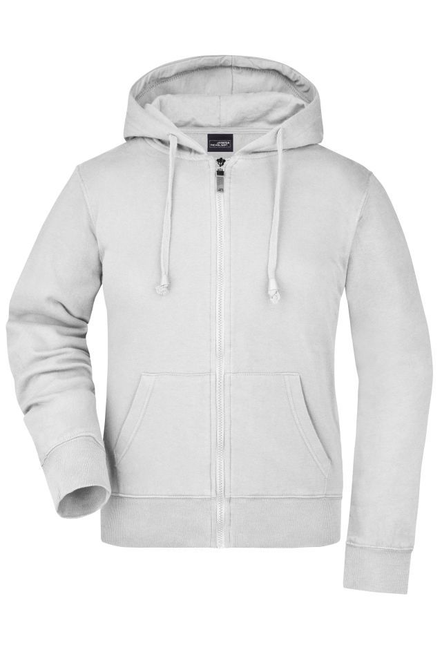 Ladies' Hooded Jacket Kapuzenjacke aus formbeständiger Sweat-Qualität weiß, Gr. M