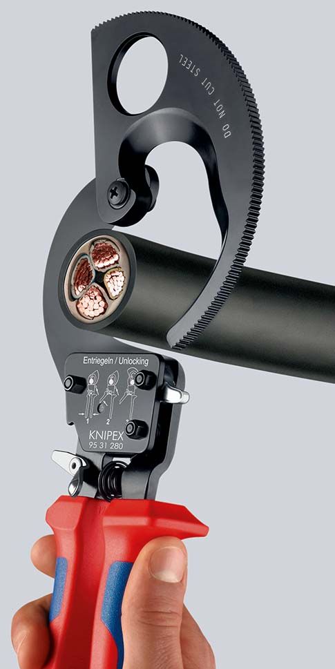 KNIPEX Kabelschneider (Ratschenprinzip) mit Mehrkomponenten-Hüllen