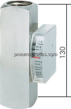 Durchflussmesser G 1" (IG), 0,1 bis 0,8 l/min, Messing vernickelt