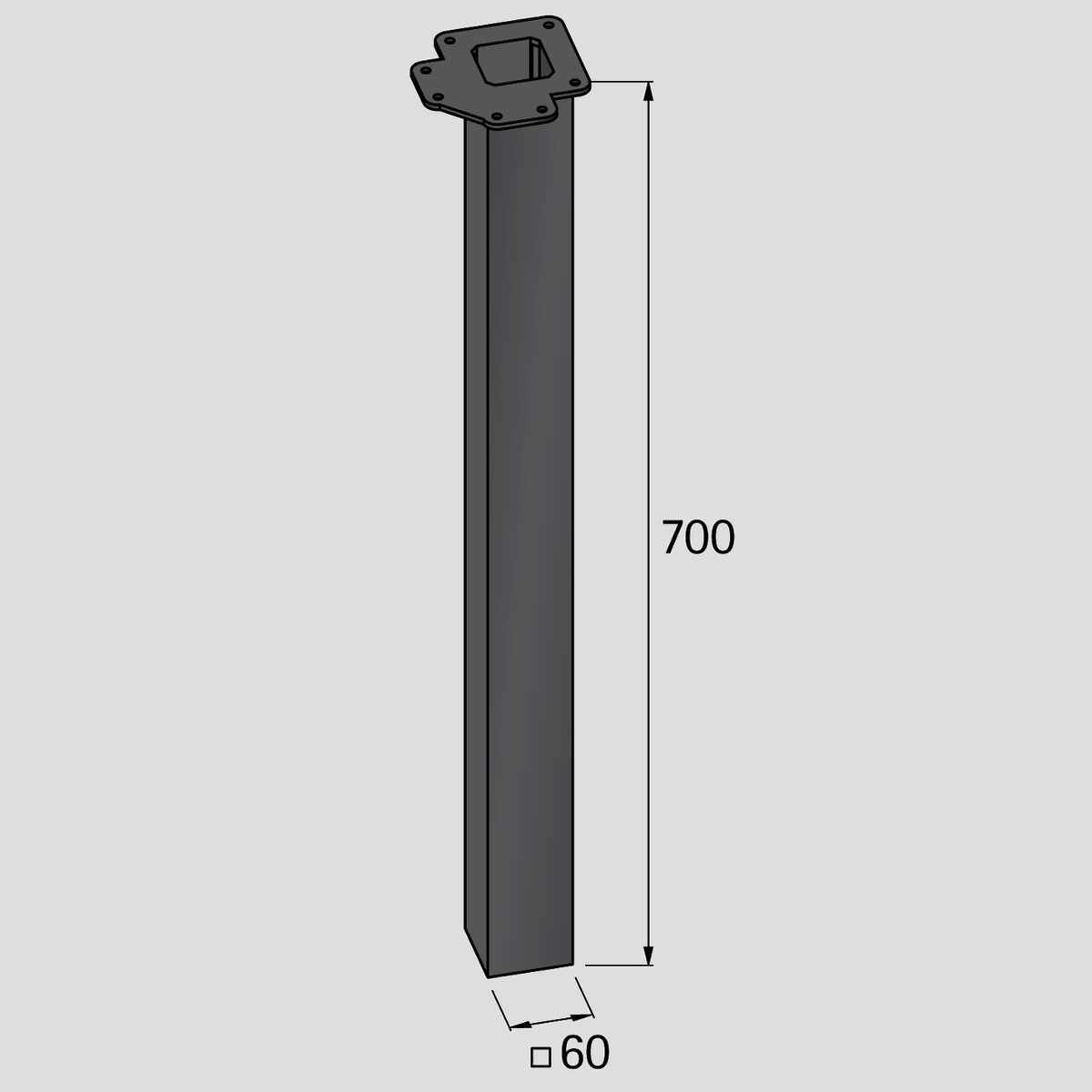 Design-Tischbein Afia 700 mm, Edelstahl gebürstet