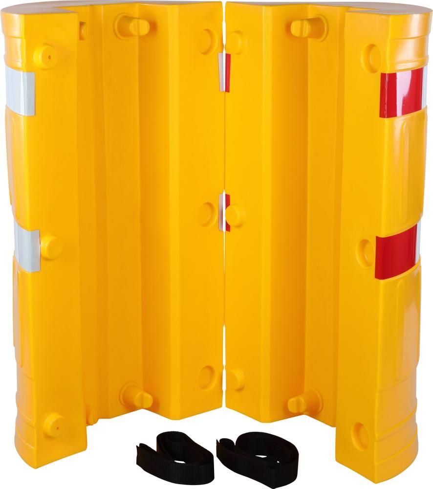 Säulenschutz D620 mm für Pfosten B260xT260 mm gelb mit Warnmarkierung Dancop