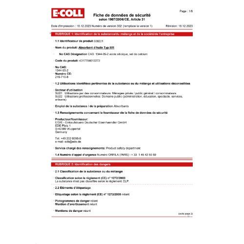 Ölbindemittel, Typ III/R,30L Sack, grob E-COLL