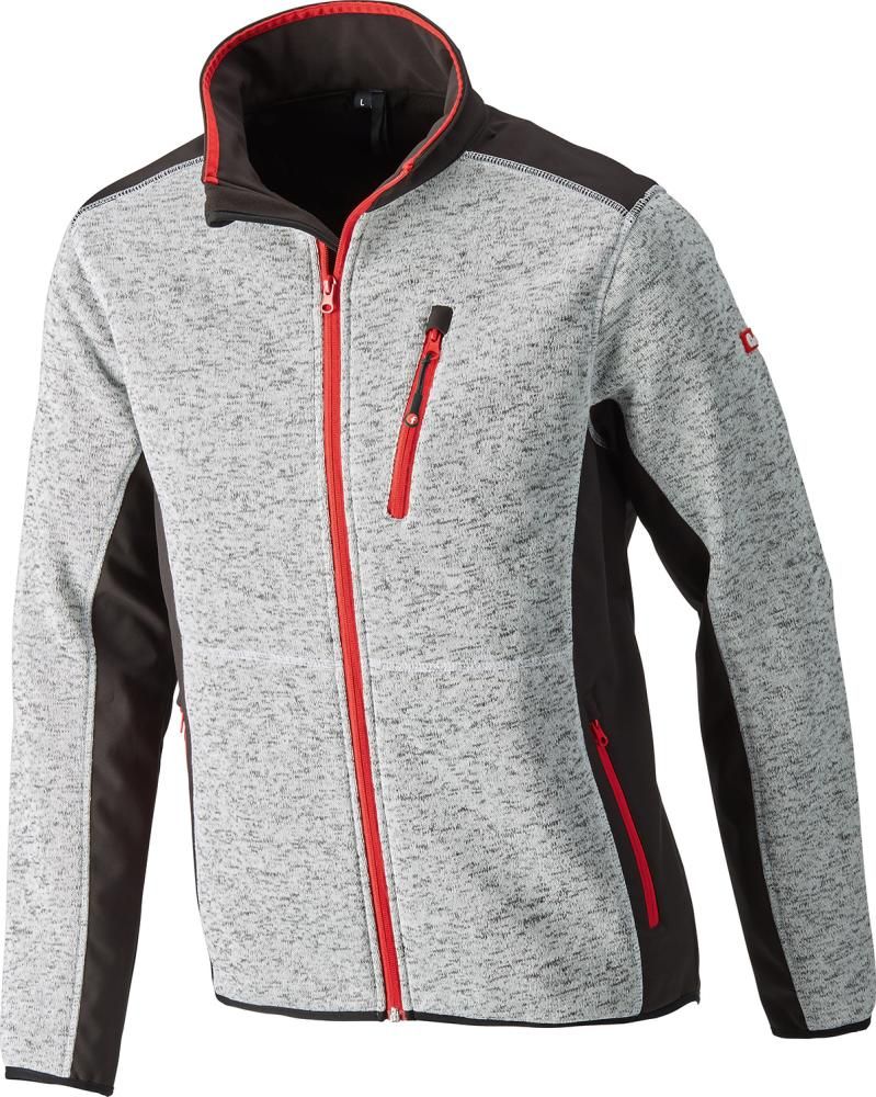 Strickjacke,Softshell,Gr.2XL,hellgrau-rot,FORTIS