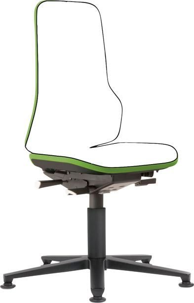Bimos Arbeitsstuhl grün, ohne Polster Sitzhöhe 450-620 mm mit Gleiter