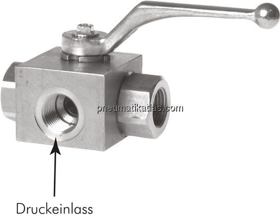 ES-Hochdruck-3-Wege Kugelhahn, L-Bohrung, G 1/8", 0 bis 400bar