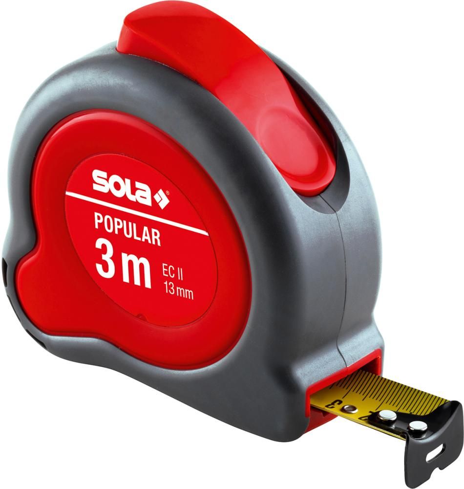 Taschenbandmaß Popular 3mx13mm gelb Sola