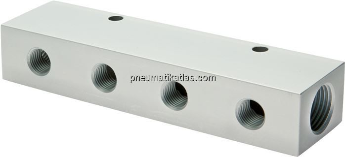 Verteilerleiste 2 x G 3/8"-4 x G 1/4", Aluminium eloxiert