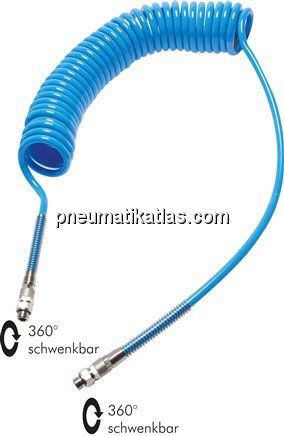 PUR-Spiralschlauch G 1/4"-6 x 4 mm, 3,0 mtr. Arbeitslänge
