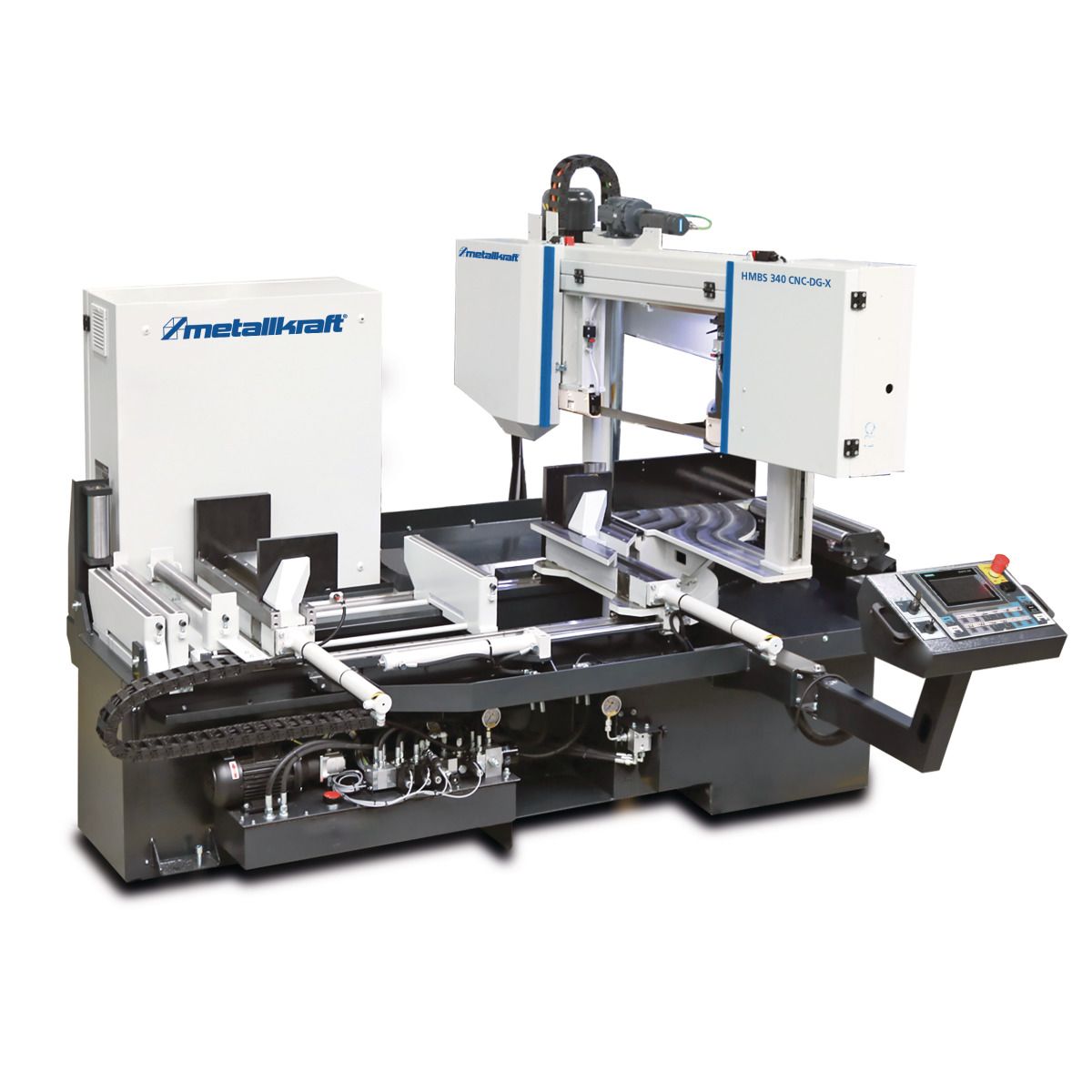 Vollautomatische Zwei-Säulen-Horizontal-Metallbandsäge Metallkraft HMBS 340 CNC-DG-X