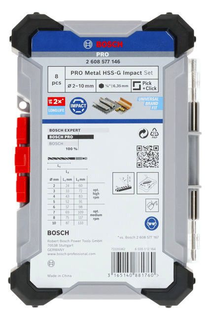 BOSCH HSS-G Impact Spiralbohrersatz, PRO Metall