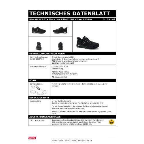 ELTEN RONAN XXF WR Berufshalbschuh O2 ESD, Schwarz, Gr. 36
