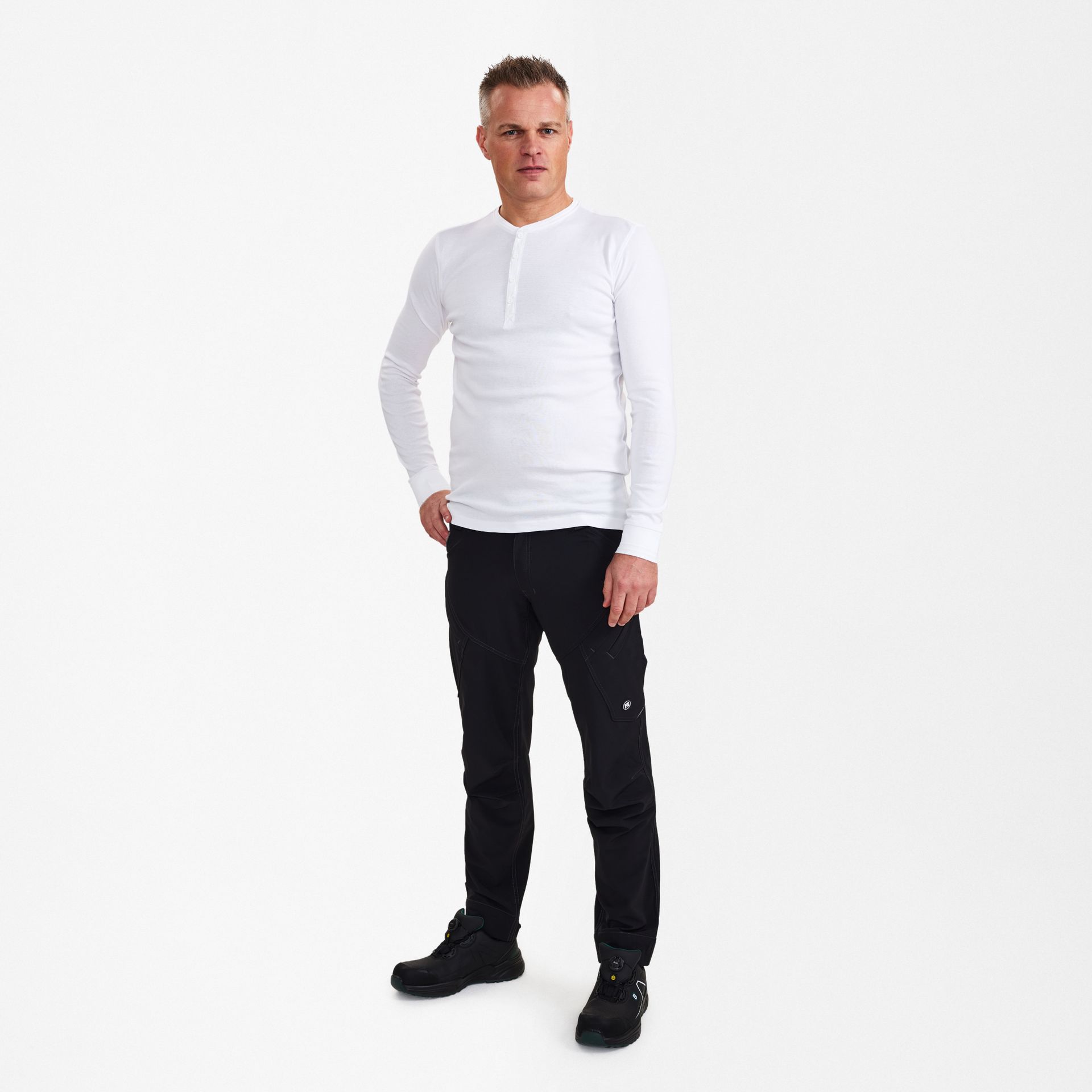 Extend Grandad langarm-Shirt Weiss, Gr. L