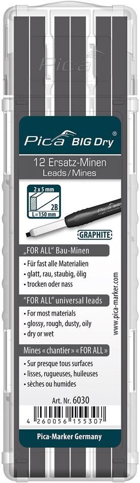Minen-Set für Zimmermanns-Bleistift BIG Dry FORALL Bau Bau Graphit Pica