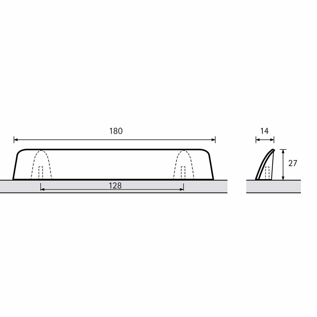 Griff Meana, Bohrabstand 128, L 180 mm, B 14 mm, H